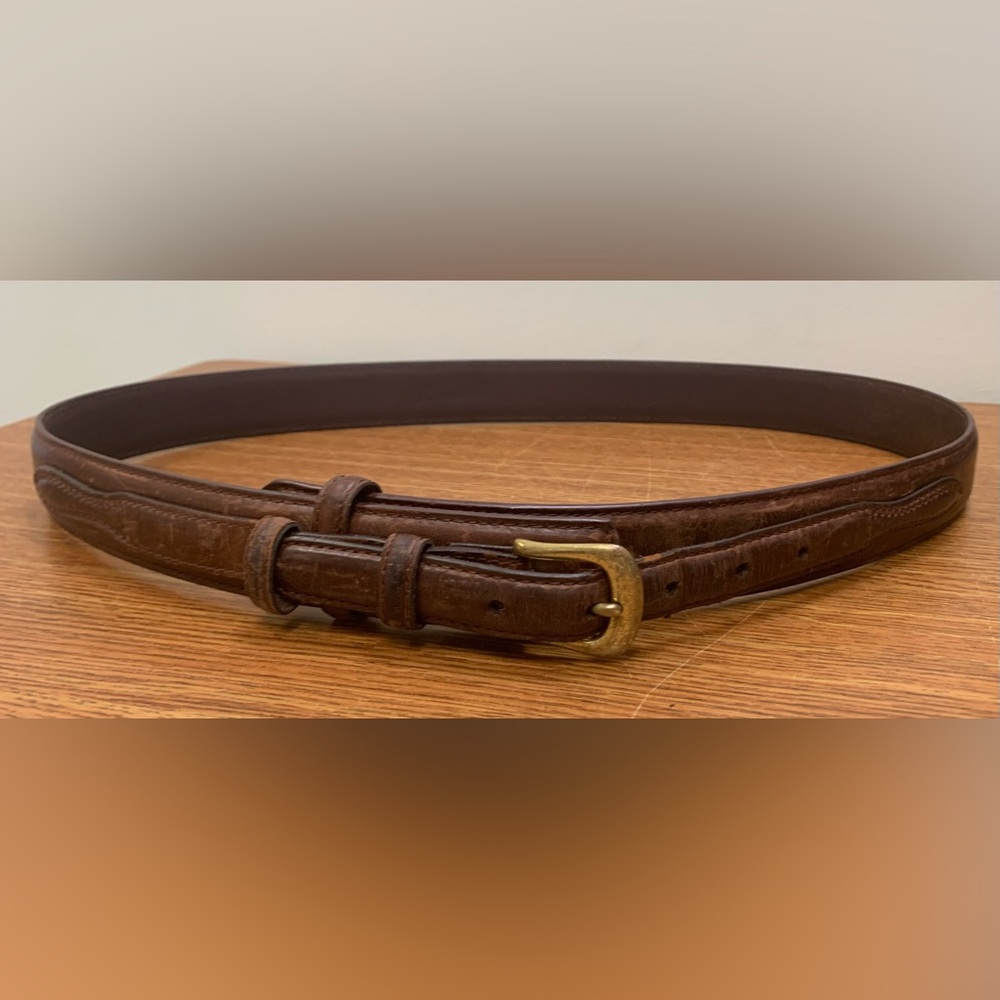 DDD 3-D brass buckle leather western belt